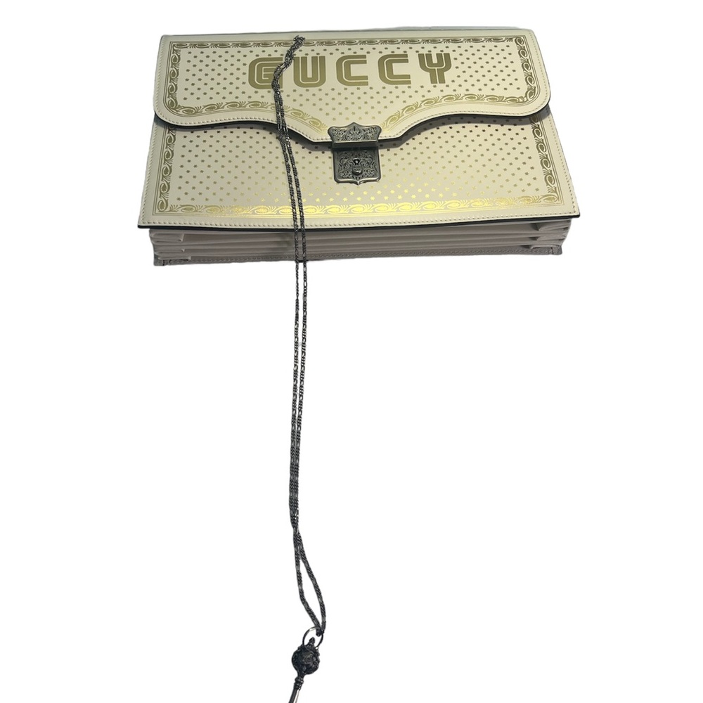Gucci Leather Star Printed Calfskin GUCCY Clutch Portfolio Clutch Bag - Picture 7 of 17
